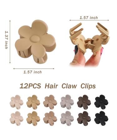 12 PCS Small Flower Hair Claw Clips for Women and Girls - Non-slip Cute Hair Accessories - Neutral Color - Buy Online on GoSupps.com
