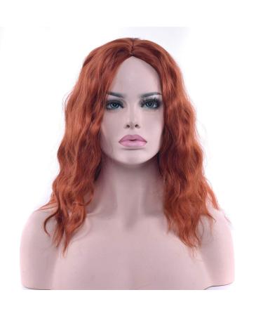 LFMDJF 3colors Brown Short Synthetic Hair Wig Curly Black Wigs for Women Party Hair Headwear Accessories 12inches #1B Orange