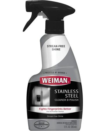 Weiman Stainless Steel Cleaner and Polish Trigger Spray - Protects Against Fingerprints and Leaves a Streak-less Shine - 12 Ounce