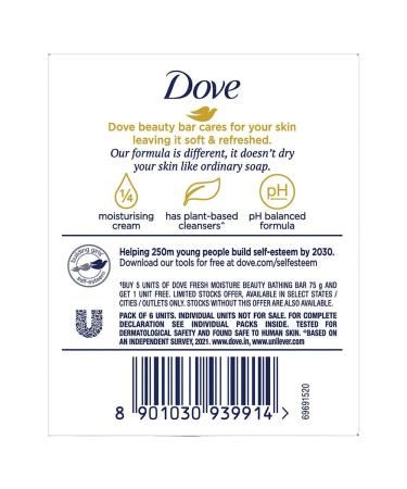 Fresh Moisture Beauty Bathing Bar - Soft & Refreshed Skin | 450g Pack of 6 | International Shipping - Buy Online on GoSupps.com