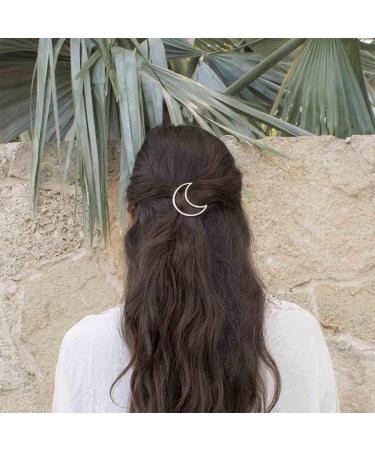 Yheakne Boho Gold Crescent Moon Hair Clip Barrette - Minimalist Geometry Hair Accessory for Women and Girls - Buy Online on GoSupps.com