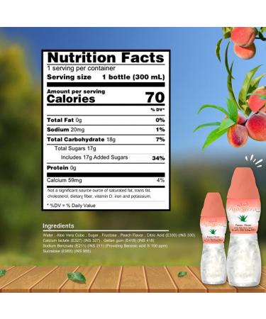 Peach Flavored Aloe Vera Juice with Large Aloe Pulp (6 Packs) - Hydrating Plant-Based Drink for Adults & Kids - Buy Online on GoSupps.com