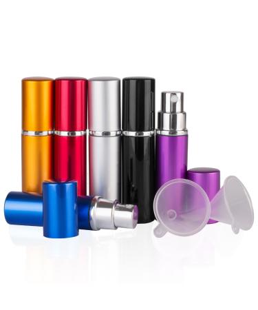 DE 6pcs 10ml Portable Mini Refillable Perfume Scent Aftershave Atomizer Empty Spray Bottle with 2 Funnel Filler for Travel Purse