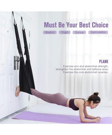 Airogym Aerial Yoga Strap - Waist Trainer Leg Stretching Band | Door Swing Adjustable Strap for Back Bend & Inversion | Ideal for Yoga, Ballet, Gymnastics | Black - Buy Online on GoSupps.com