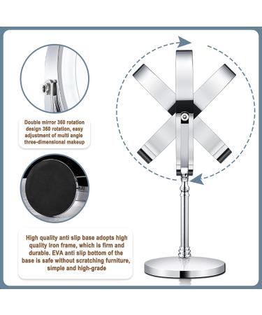 8'' Rechargeable Lighted Makeup Vanity Mirror with 1X/10X Magnification - Touch Sensor Dimming, 3 Colors, 360 Rotation - Cordless - Buy Online on GoSupps.com