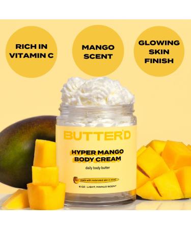 Butter d Bodycare Hyper Mango Body Cream | Hydrating Premium Body Butter for Hyperpigmentation | Rich in Vitamin C Rose Hip & Jojoba Oil | 6 oz - Buy Online on GoSupps.com