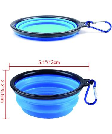 Foldable Travel Bowl for Dogs & Cats - Portable Silicone Dog Bowl Set for Travel - Blue - Buy Online on GoSupps.com
