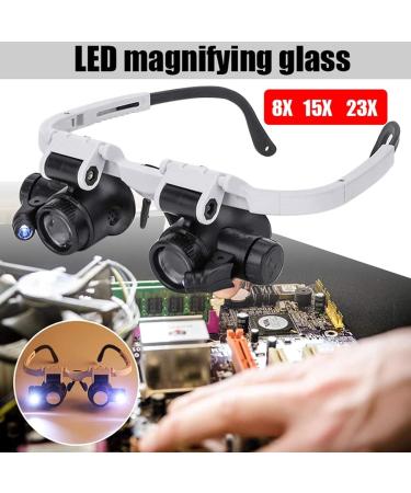 Magnifying Adjustable 8x15x23x Multiple LED Light Magnification Head Wearing Magnifier Glass for Jewellery Watch Clock Repair Good Times - Buy Online on GoSupps.com