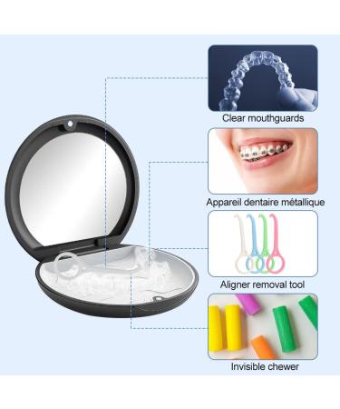 Dnom Dinos Black Portable Can Tooth Rail Box with Mirror | Empty Orthodontic Tooth Stop Box & Aligners Removal Tools | International Shipping Available - Buy Online on GoSupps.com