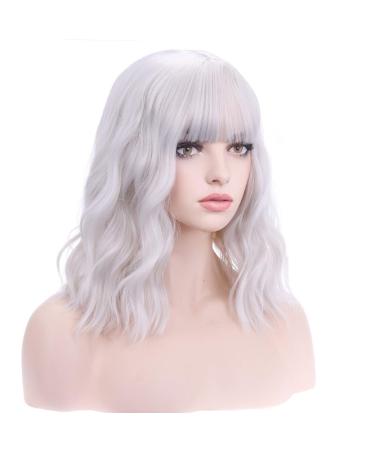 Shop 35.6 cm Silver Curly Wig for Women & Girls - Synthetic Silver White Wig with Pony Cap - International Shipping Available - Buy Online on GoSupps.com