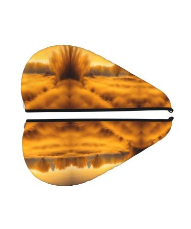 Autumn Golden Grass Landscapes SamLng Coral Velvet Dry Hair Cap Ideal for Home Travel Pool Parties & Beaches - Buy Online on GoSupps.com