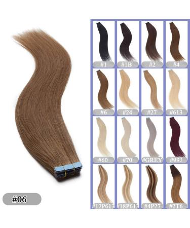 Elailite Invisible Tape Extensions - 20PCs Remy Real Human Hair 30cm 40g #06 Light Brown - Smooth Natural Look for Flawless Hair - Buy Online on GoSupps.com