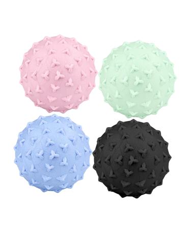 Beavorty 4 pieces of triangular nail fascia ball massage ball massage roller with spines Plantarball deep massage lacrosse-balls massage foot vaults tool fitness body TPE