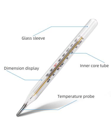 NABIA Glass Oral Thermometer for Fever Test - Axillary Temperature Range 94-108 F - Fast Armpit Reading Fever Indicator - Buy Online on GoSupps.com