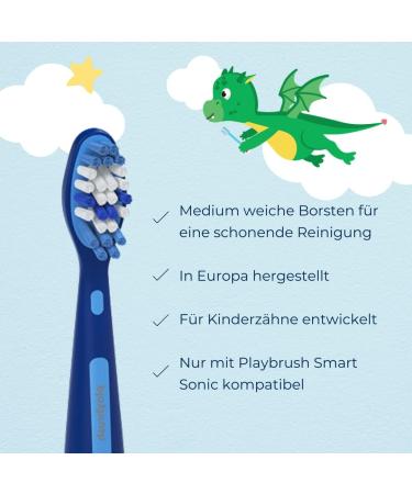 Playbrush Ultra Soft 2 Heads for Kids Sonic Electric Toothbrush - Blue - Buy Online on GoSupps.com