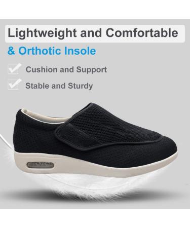 Womens Adjustable Diabetic Shoes | Pain Relief Slip On Slippers Orthopedic with Memory Foam | Wide Width Lightweight for Seniors | Black - Size 9 Wide - Buy Online on GoSupps.com