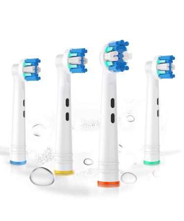 Replacement Toothbrush Heads Compatible with Braun Electric Toothbrushes  4pcs  Deep Clean Brush Head for Vitality Floss Action  Fit Oral B Pro 100 500 1000 1500 2000 2500 3000 5000 7000 4 Count (Pack of 1)