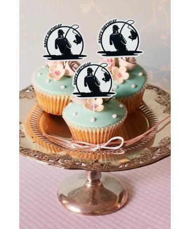Funny Fishing Birthday Cupcake Topper 24Pcs Fisherman Birthday Cupcake Decorations Outdoor Gone Fishing Themed Party Supplies For Men Women Birthday baby shower Retirement - Buy Online on GoSupps.com