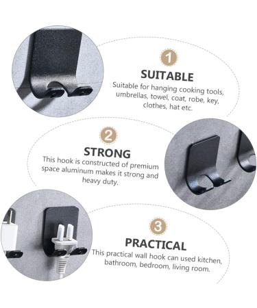 Alipis 18 Stk Wall Hook - Decorative Punch-Free Razor Holder | Self-Adhesive Space Aluminum Shaver Hook | Black Bathroom Organizer | Child Safe Design - Buy Online on GoSupps.com
