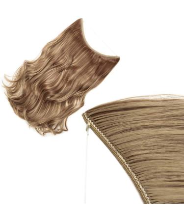 Wire in Hair Extensions No Clip in Ombre Curly Wavy Hairpieces Invisible Natural Hair Extension 20" - Light Brown & Ash Blonde - Buy Online on GoSupps.com
