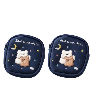 2 pieces of storage bags for women's bandages women's binding bags portable women's bandages coin money exchange tampon holder case for teenage girls and women handbag small bags for little things dark blue