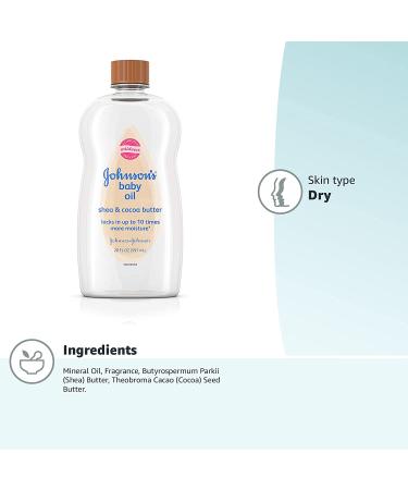 Johnson's Baby Oil with Shea & Cocoa Butter - 20 fl. oz | Hypoallergenic Moisture Protection - Buy Online on GoSupps.com