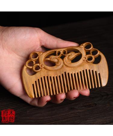 wooden wide tooth comb comb wide tooth comb for curls 11cm Natural Sandalwood Double sided Carved Dragon and Phoenix Auspicious Comb Easy To Carry Hair Comb One color - Buy Online on GoSupps.com