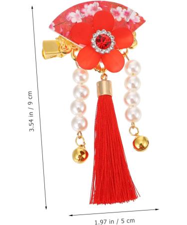 Beavorty 1 Pair hair accessories festival red hairpins new year red hairpins Chinese Style Hair Clips new year floral hair clips styling hair clips clip girl child tassel Acrylic - Buy Online on GoSupps.com