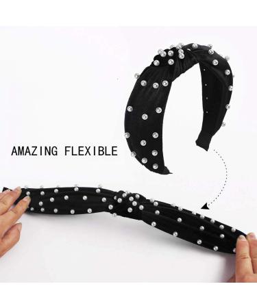 Velvet Pearl Headbands for Women - 4 Pack Vintage Hair Accessories for Workout, Yoga, and Running - Buy Online on GoSupps.com