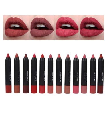 12-Piece Exquisite Gift Box Matte Lipstick Set | Waterproof Non-Stick Lip Gloss & Pencil Crayon Kits for Perfect Lips - Ideal for Gifts - Buy Online on GoSupps.com