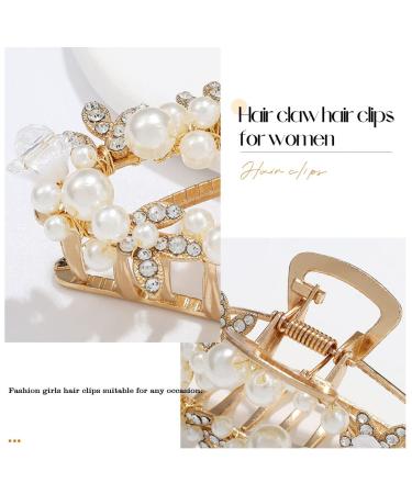 Brinie Pearl Hair Claw - Gold Metal Medium Hair Clip for Women and Girls - Buy Online on GoSupps.com