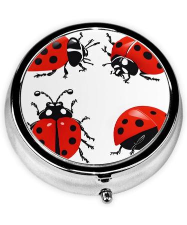Ladybug Print Mini Round Pill Box | 3 Compartment Portable Pill Organizer for Travel & Home - Buy Online on GoSupps.com