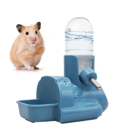 Vannon 3 in 1 Hamster Water Bottle No Drip Small Animal Water Bottle Automatic Bottle Dispenser with Food Container Base Hut and Hideout Base 4oz/120ml,Leekproof, BPA Free Blue