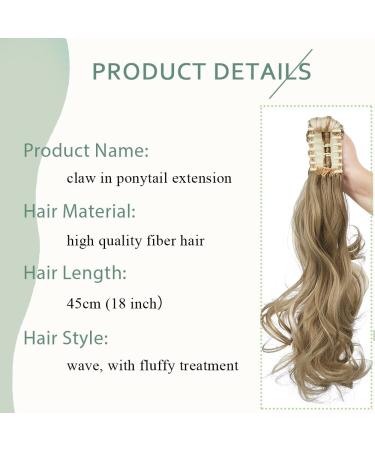Sego 45cm Wavy Ponytail Hair Extension Voluminous Claw Clip in Ash Brown & Bleach Blond | Synthetic Braided Hair Piece (140g) - Buy Online on GoSupps.com