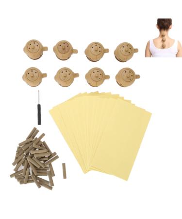Smoke -free moxa rolls moxa stick roll moxa stick kit 8 pieces of self -adhesive design moxibustion box and 100 pieces moxa sticks without burned skin for poor shoulder stomach legs back