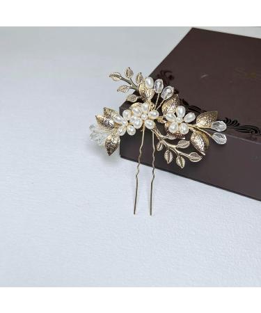 JUSTUSNX Gold/Silver Bride Wedding Headpiece Pearl Hair Pins Accessories Bridal Crystal Flower Hair Pieces for Women and Girls (A) - Buy Online on GoSupps.com