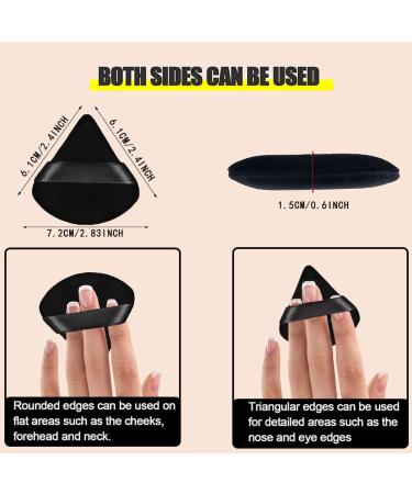 2 Pcs Black Cotton Triangle Powder Puff Set for Makeup - Velour Cosmetic Foundation Beauty Tools - Buy Online on GoSupps.com