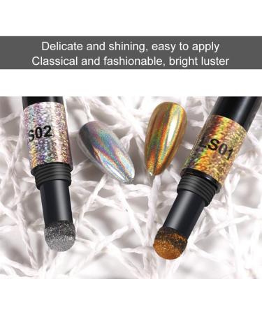 2 colors/set Chrome Air Cushion Nail Powder Pen Manicure Cushion Magic Pen Nail Glitter Mirror Powder Pen Manicure Tool for Home and Nail Salon - Buy Online on GoSupps.com