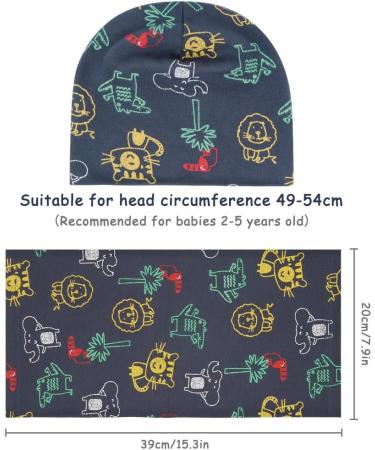 Aolso Baby Cotton Hat and Tube Scarf Set - L-Grey Blue - 1-3 Years | Soft Beanie Hat and Loop Scarf for Autumn Winter Fashion - Buy Online on GoSupps.com