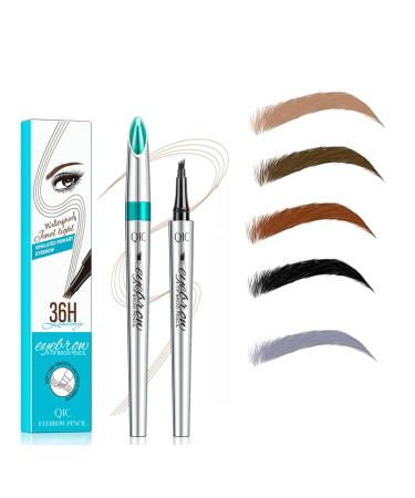 New Magic Eyebrow Pencil 3D Waterproof Microblading Eyebrow Pencil Contouring Pen Eyebrow Pencil with 4 Fork Tip Effortlessly Creates Lasting MakeUp Professional Natural Looking Eyebrows (6PCS-MIX)