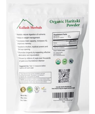 Organic Haritaki Powder USDA Certified 1lb - Detox & Rejuvenation for Vata - Buy Online on GoSupps.com