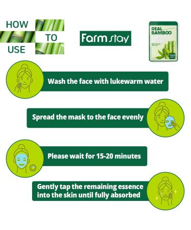 Buy FARMSTAY Real Essence Mask (10 Sheets) - Bamboo | Best Korean Skin Care Sheet Masks for Glowing Skin - Buy Online on GoSupps.com