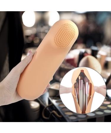 Travel Makeup Brush Holder | Waterproof Silicone Organizer Bag Case for Women | Trendy Khaki Makeup Tools Holder - Buy Online on GoSupps.com