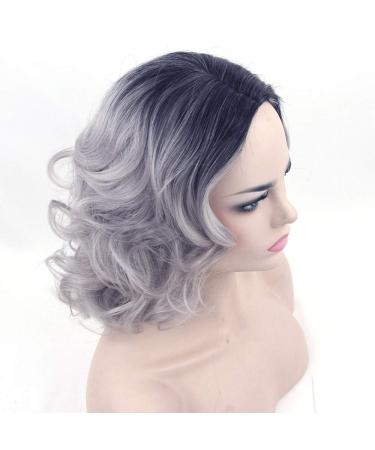 Synthetic Heat-Resistant Fiber Short Curly Black to Gray Wig for Women | Party Hair Upgrade - Buy Online on GoSupps.com