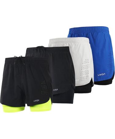 Lixada Men's 2-in-1 Running Shorts - Quick Drying & Breathable - Black Large - Buy Online on GoSupps.com
