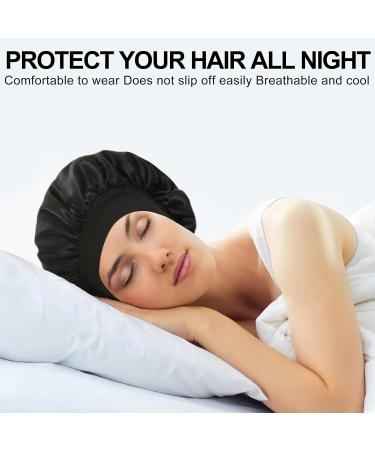 Ranphykx 2 Pack Satin Bonnet Hood - Soft Breathable Silk Curling Cap for Women & Girls - Black - Buy Online on GoSupps.com