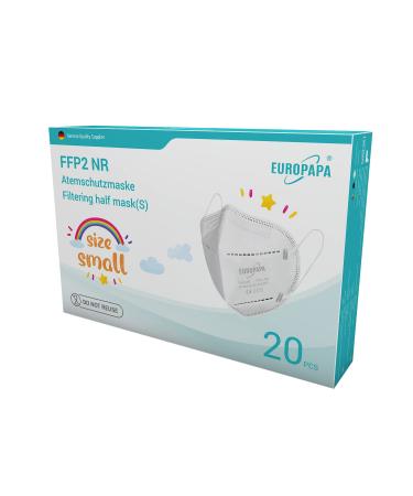 EUROPAPA 20x FFP2 Mask S in Small Size Face Masks Respiratory Masks 5-ply hygienic individually packed EU 2016/425 White
