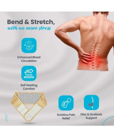 Self-Heating Purple Bubble Lumbar Belt L (Waist 34-40) Beige - Back Support with 20 Magnets for Men & Women - Relieves Sciatica, Herniated Disc, Scoliosis Pain - Buy Online on GoSupps.com
