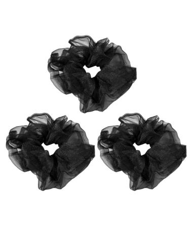 Lurrose 3pcs Organza Elastic Hair Scrunchies for Women Kids Summer Bathroom Spa Sport