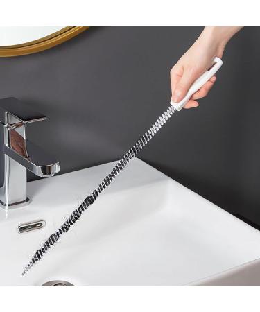 Long-handled Cleaning Brush - 4 Sink Hair Cleaning Brush Extra-long Drain Brush | Hangable Bendable 17.7 Inches Pipe Cleaner Brush For Toilet Clogged Drains (White) - Buy Online on GoSupps.com
